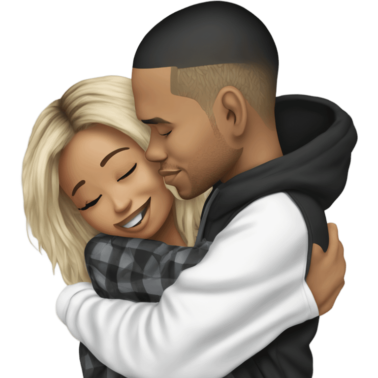 Hyper Realistic Chris Brown hugging Karruche Tran emoji