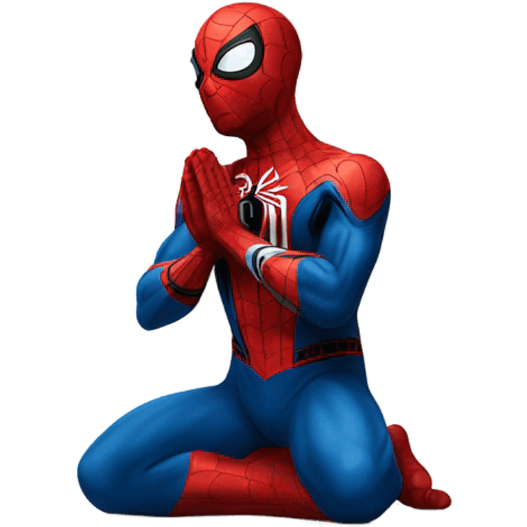 Spider-Man praying on his knees emoji