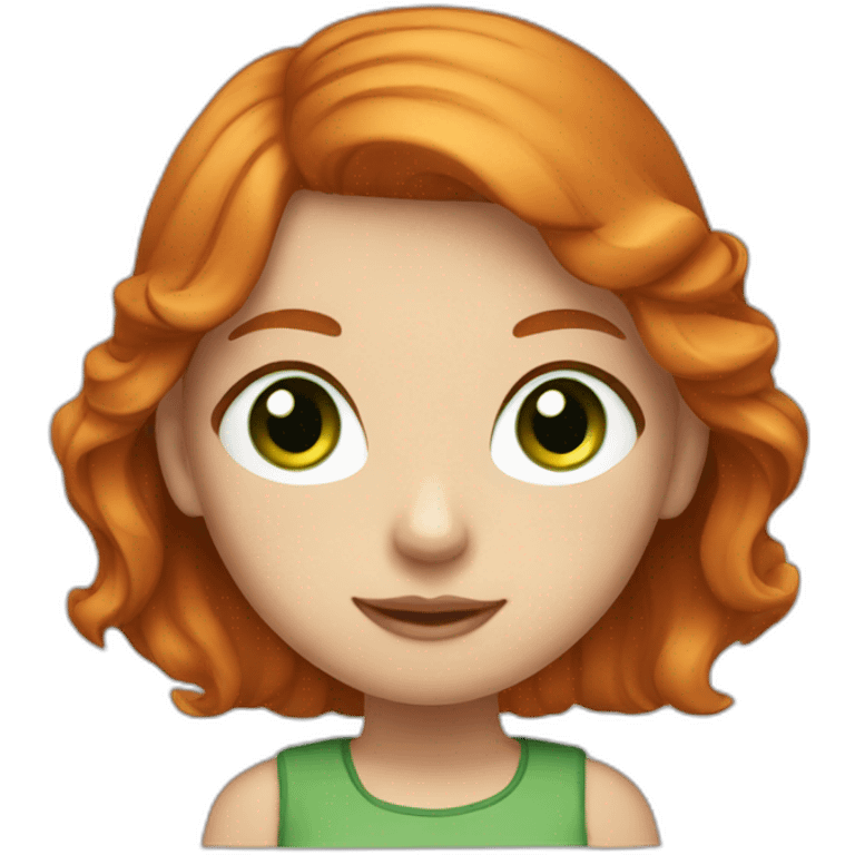 Cute girl with ginger hair and green eyes in a skirt emoji