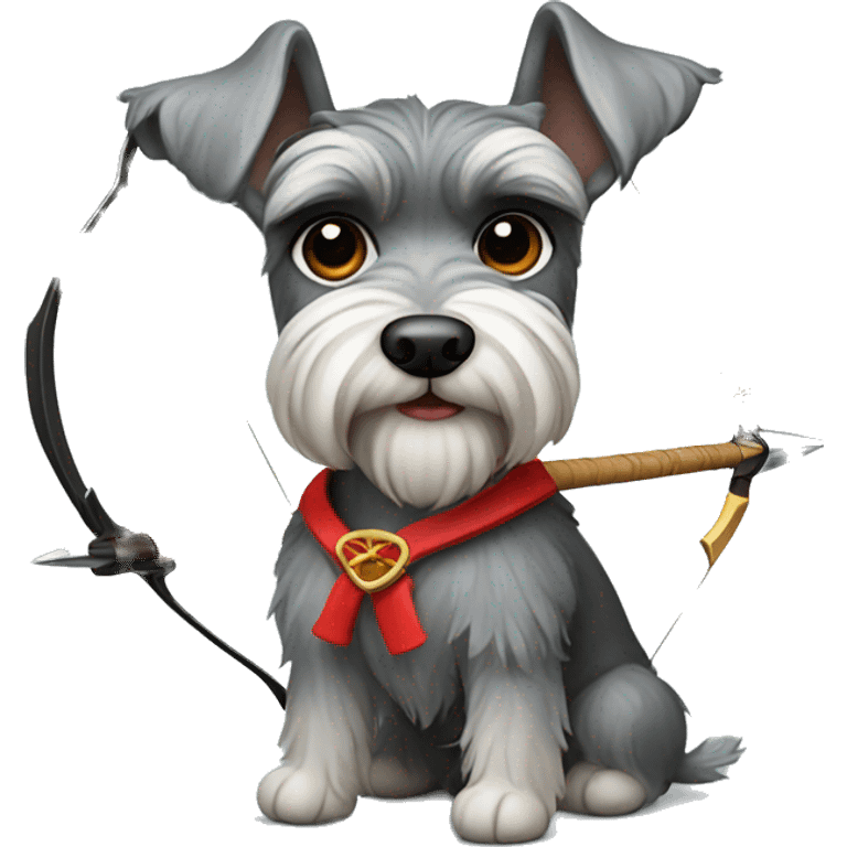 miniature schnauzer with a bow and arrow emoji