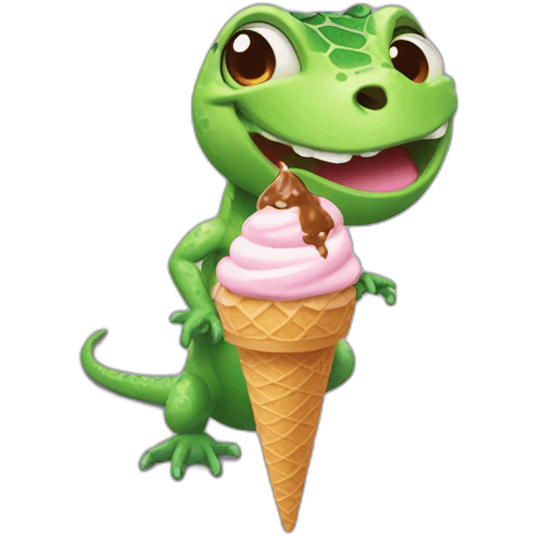 little lizard with ice cream emoji