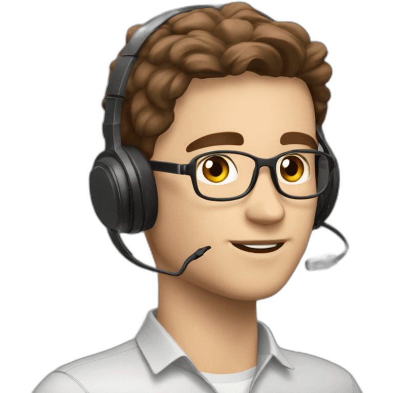 An it administrator with a yealink headset on, brown hair and 18 years old - australian emoji