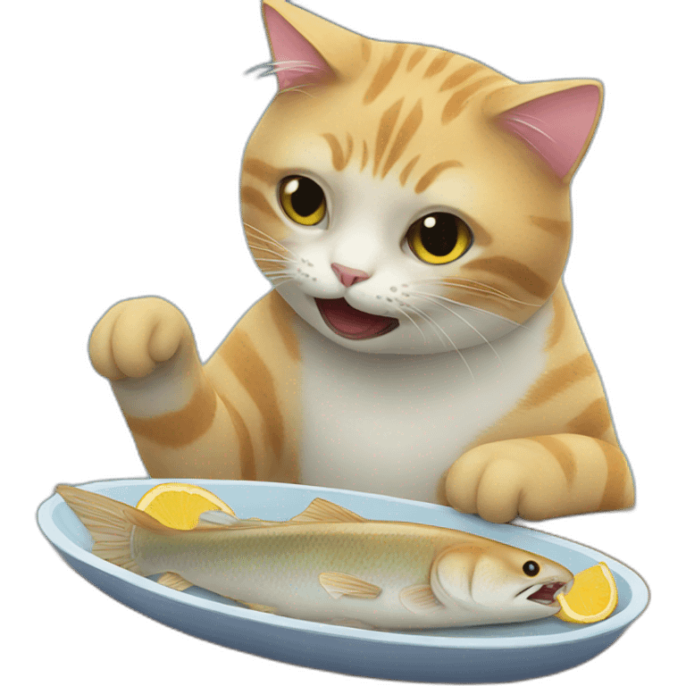 cat eating fish emoji