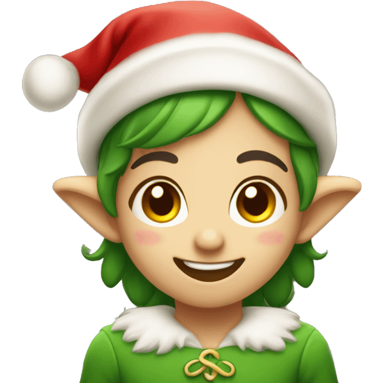 Cute little Christmas elf smiling and blushing  emoji