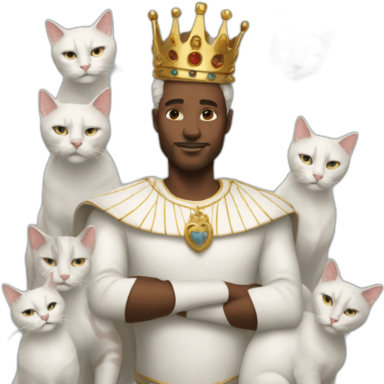 White king with many cats emoji