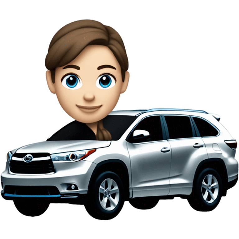 Girl with brown hair and blue eyes driving grey 2015 Toyota Highlander  emoji