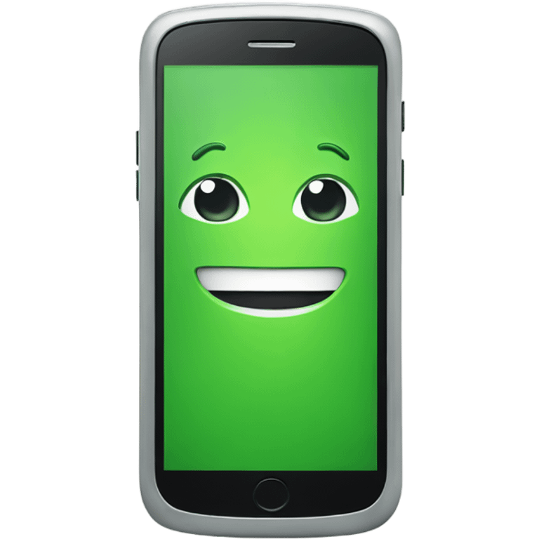 Green smartphone feeling happy emoji