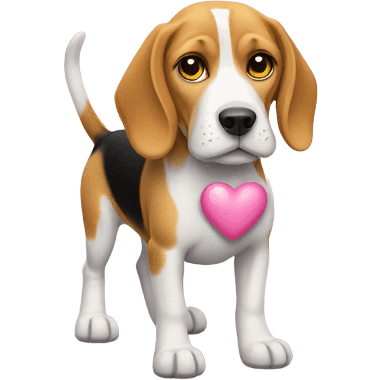 Beagle limon with a pink heart emoji