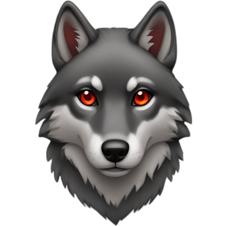 Female wolf black red eyes  emoji