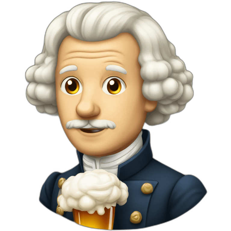 Kant avec perruque à rouleaux et bière emoji