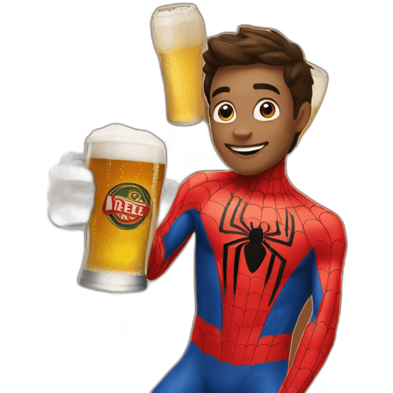 spiderman with a beer emoji