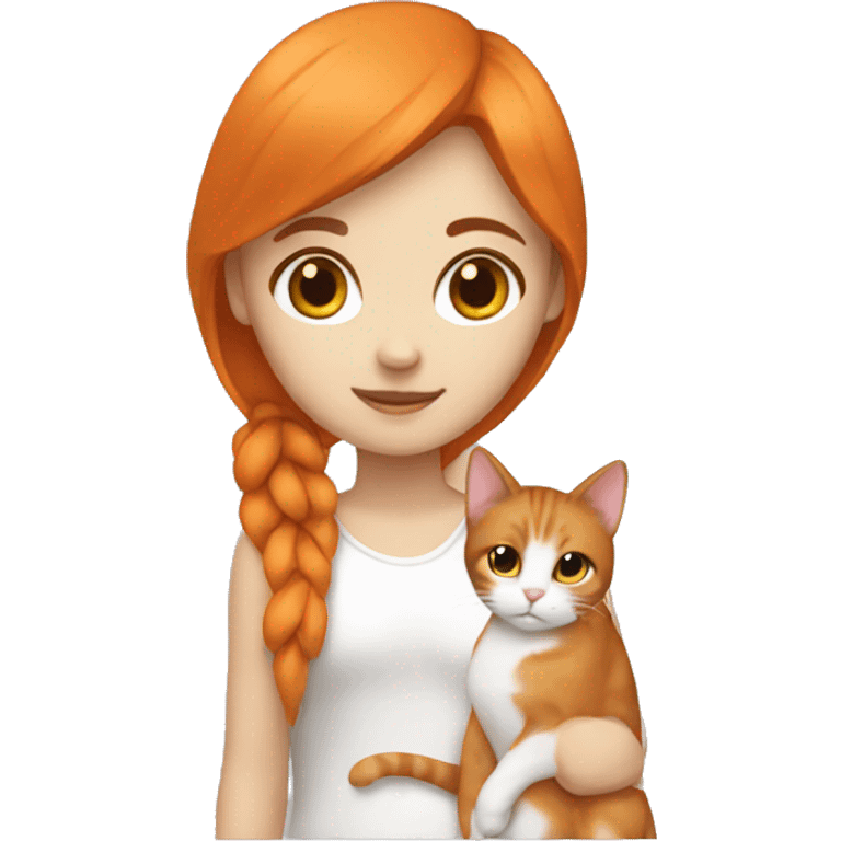 Girl white brown hair and orange cat emoji