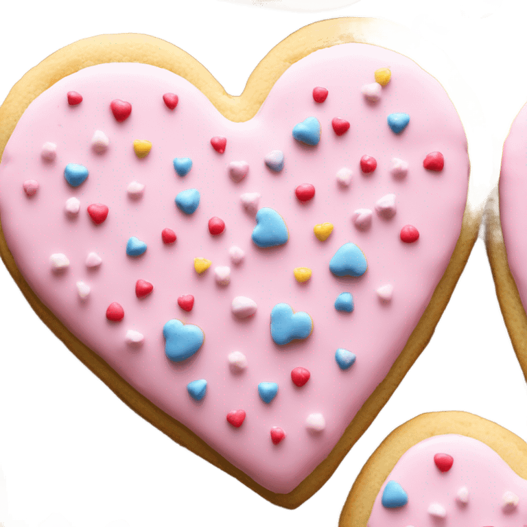 heart shaped sugar cookie with pastel pink frosting and sprinkles emoji