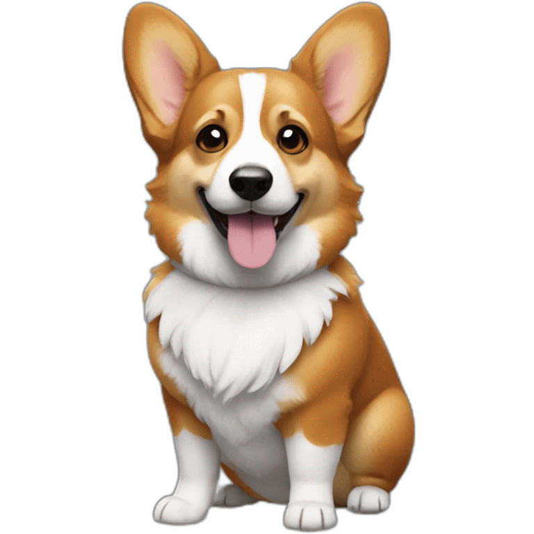 Full body Corgi in a bob Ross costume emoji