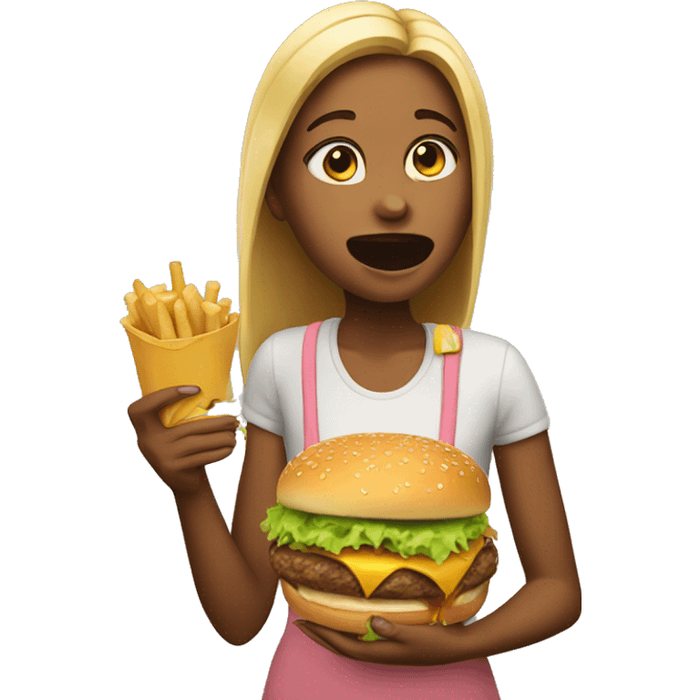 Girl eating burger emoji