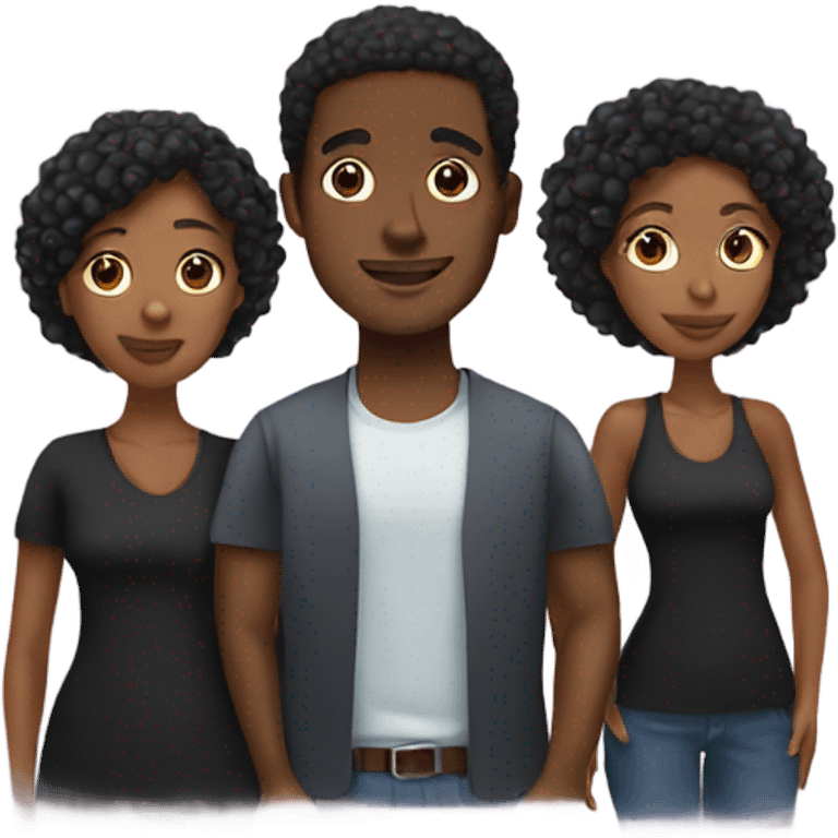 Younger Black man with two black women  emoji