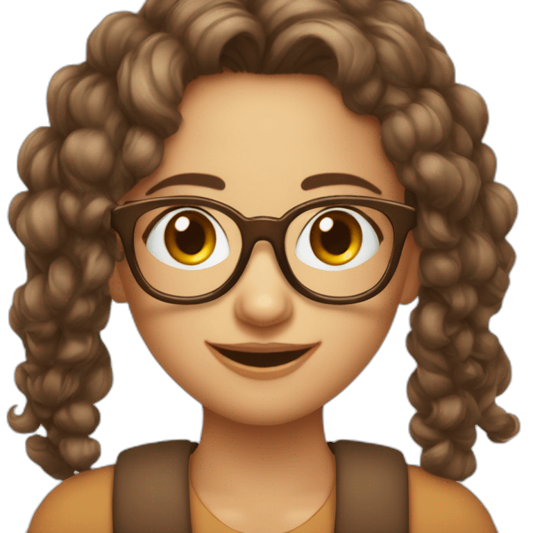 Fille avec lunettes cheveux marrons boucles qui pleure de rire emoji