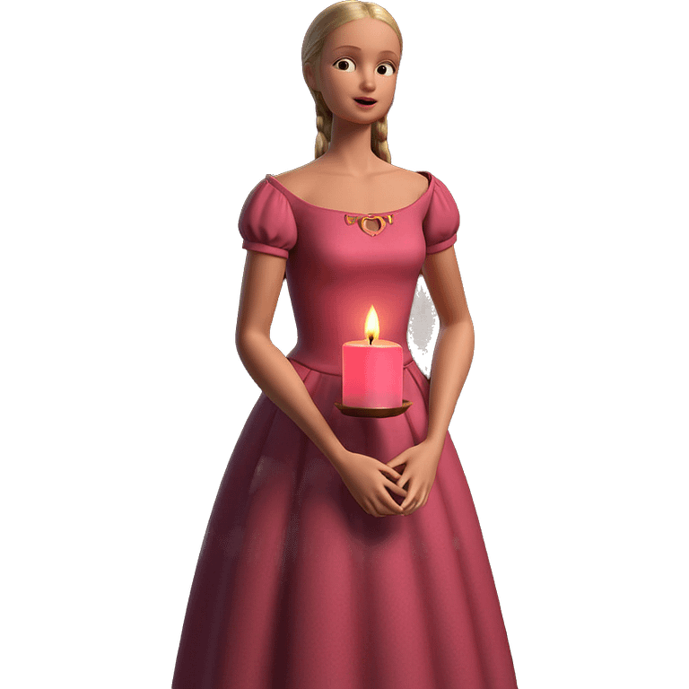 girl in pink dress with candle emoji