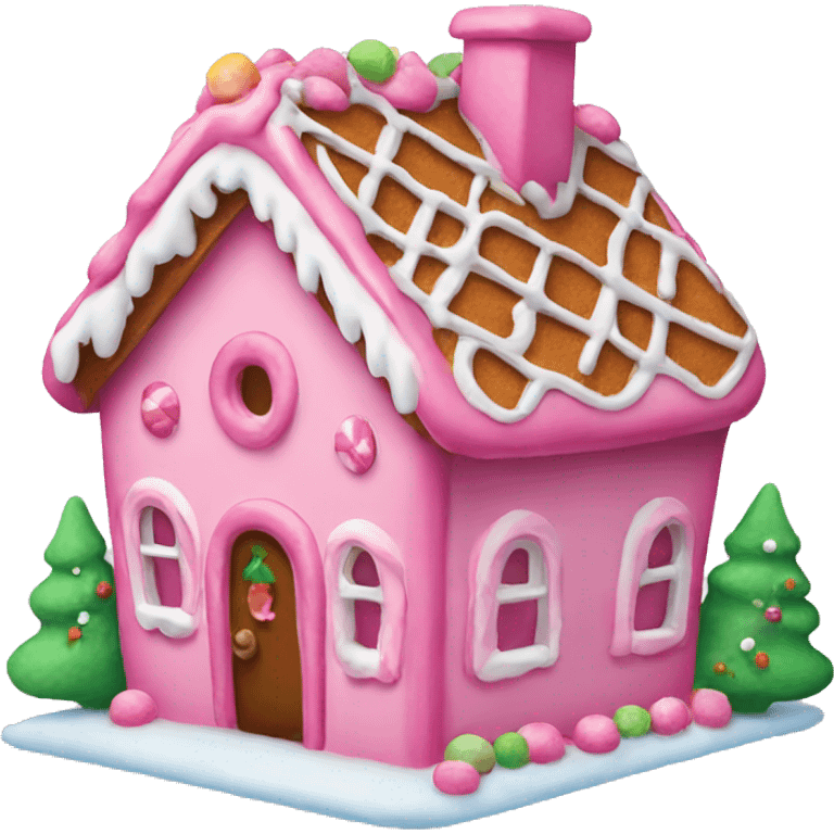 Pink gingerbread house  emoji