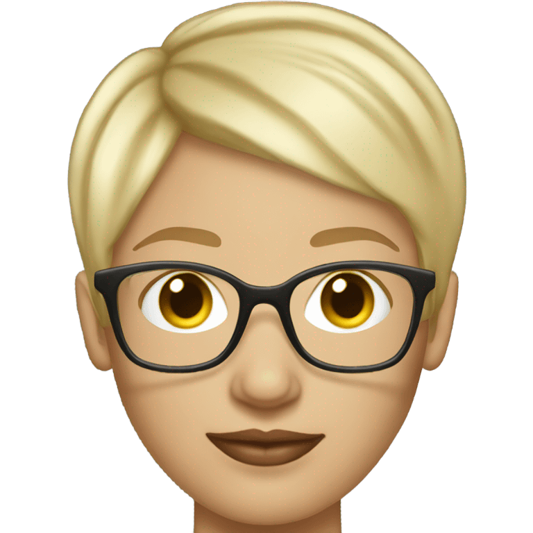 Woman blond pixie cut light glasses smart sexy emoji