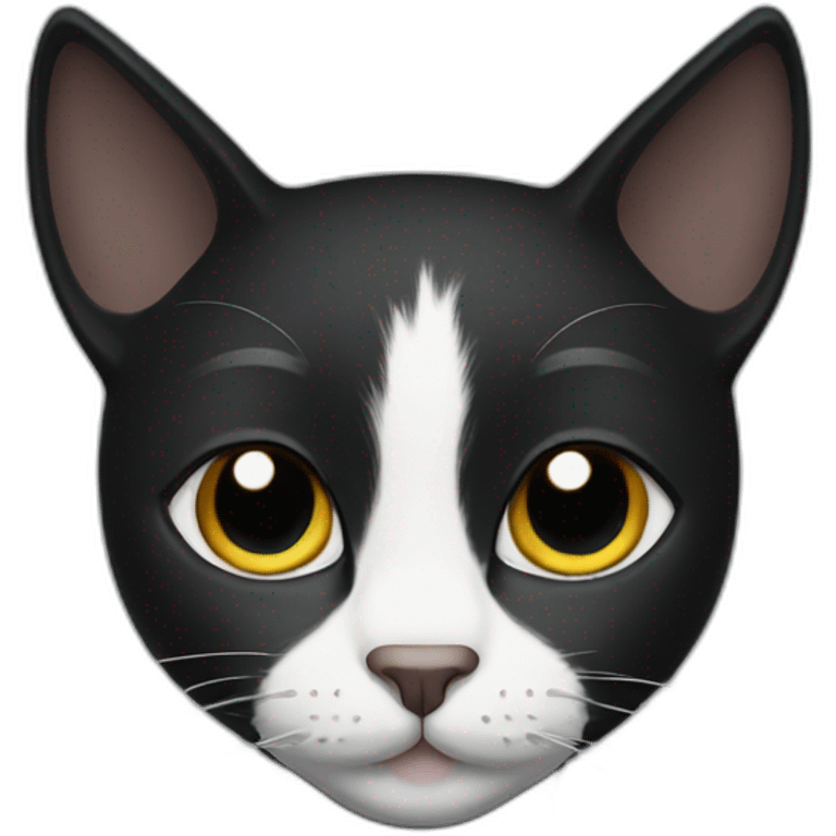 black cat with white stripe on nose and forehead emoji