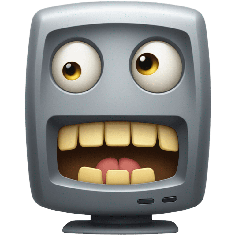 computer with shocked face emoji