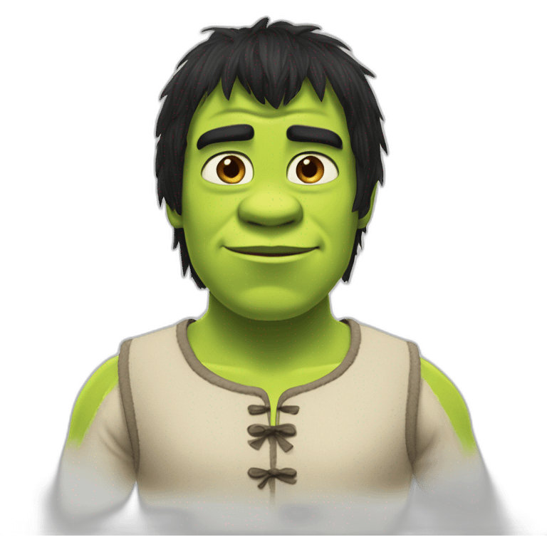 Shrek with Black hair and bleu eyes emoji