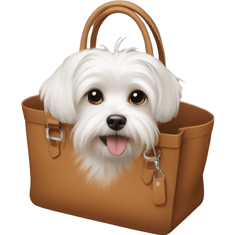 Maltese dog inside a Birkin bag  emoji