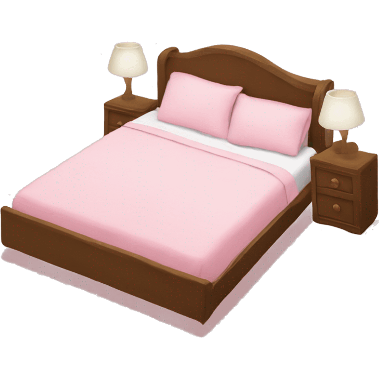 double bed with pink sheets and duvet and pink and white cushions  emoji