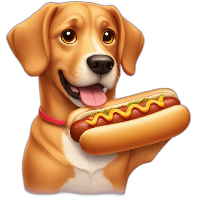 Dog with hot dog emoji