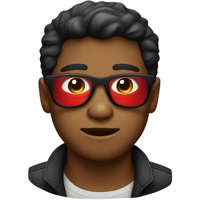 oso negro con la mitad roja y lentes d emoji