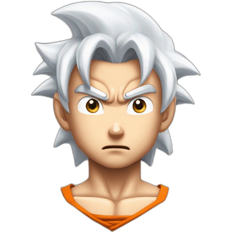 son-goku-with-white-hair-and-eyes,serious look emoji