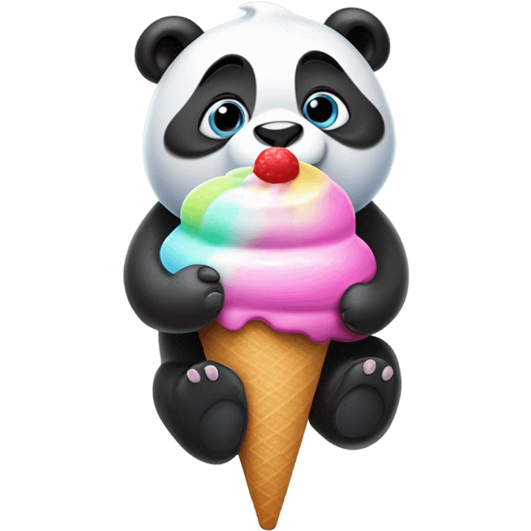 Panda eating ice cream emoji