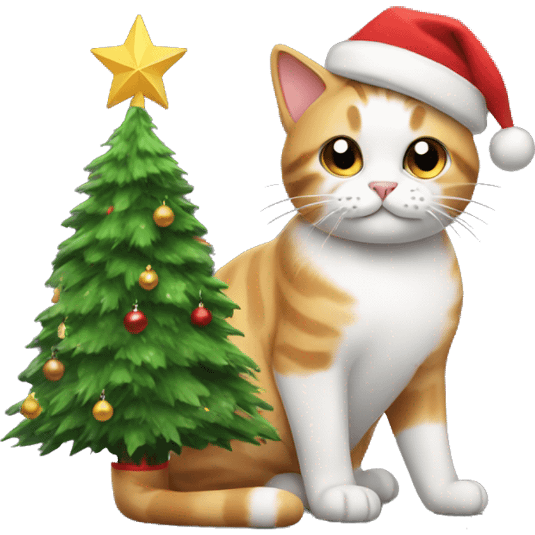 Cat with Christmas tree  emoji