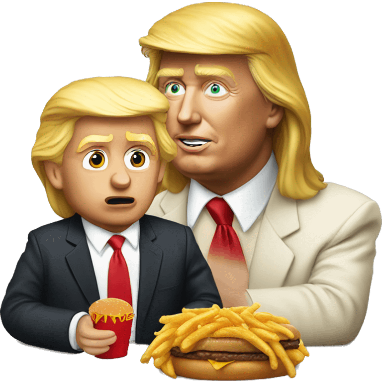 Donald trump eating McDonalds with Jesus emoji