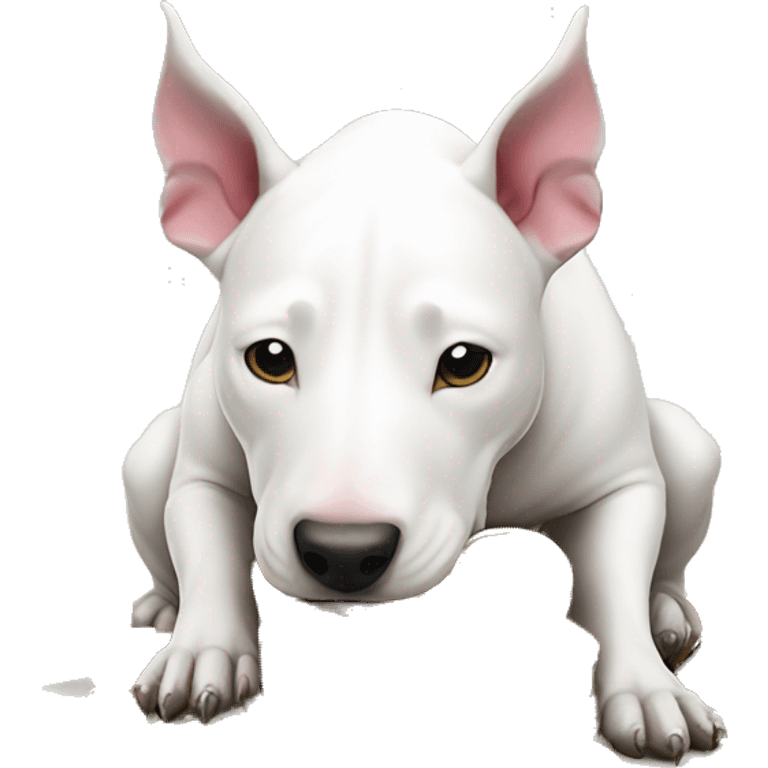 White bull terrier burying money  emoji