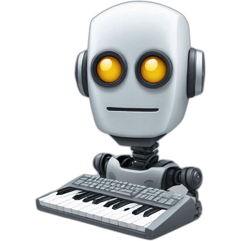 Robot head holding a keyboard emoji