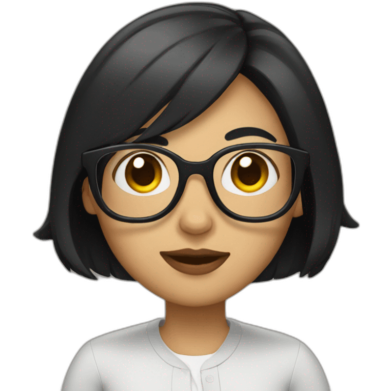 woman with short black hair and glasses emoji