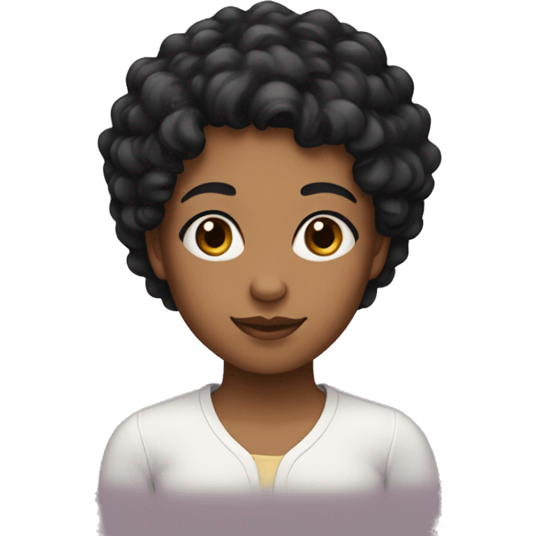 Girl  with black curly hair emoji