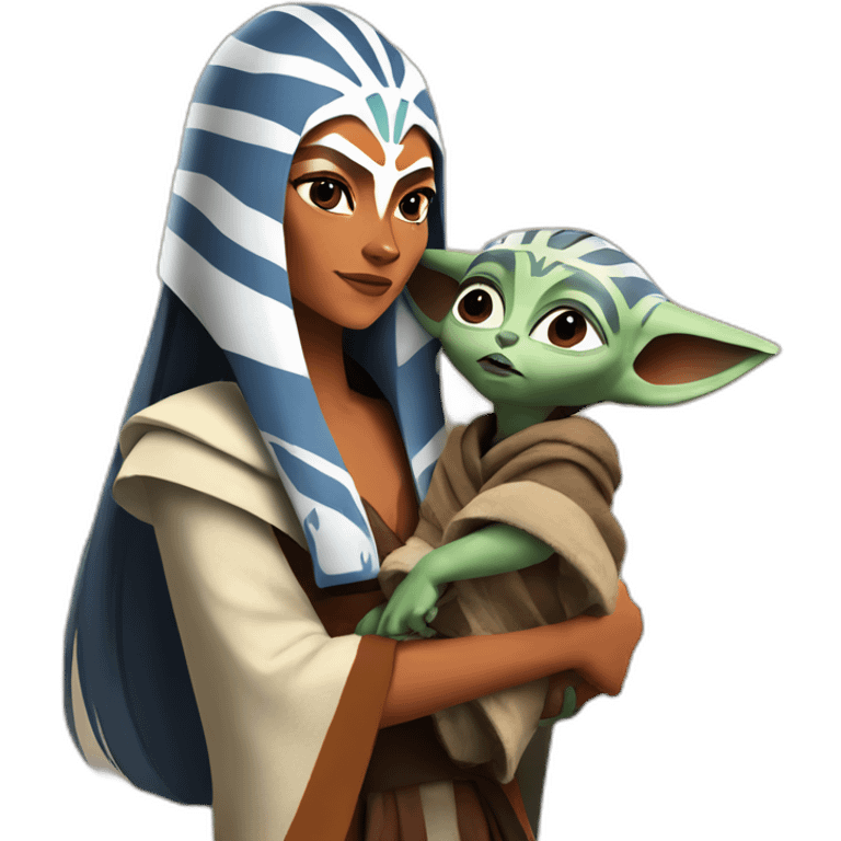 Ahsoka Tano holding baby yoda emoji