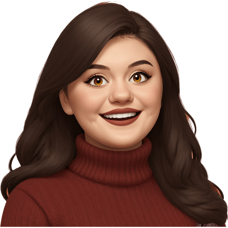 smiling girl in cozy sweater emoji