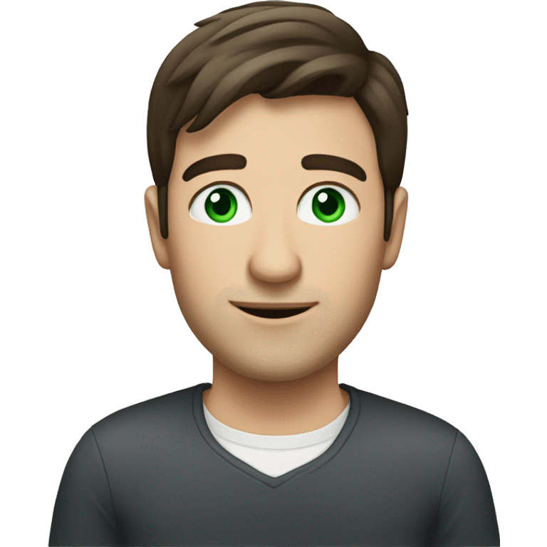 man male brunette with blue-green eyes sitting at computer emoji