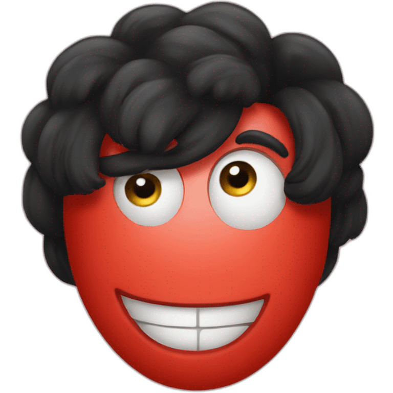 a tomato with goofy black hair emoji