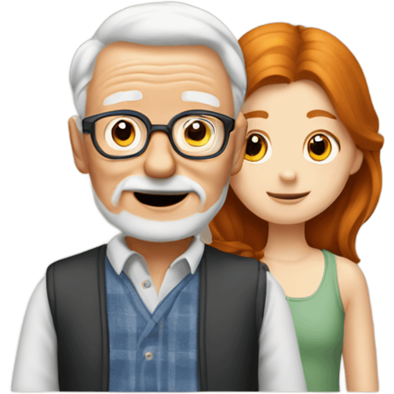 Ginger Grandpa and brunette granddaughter emoji