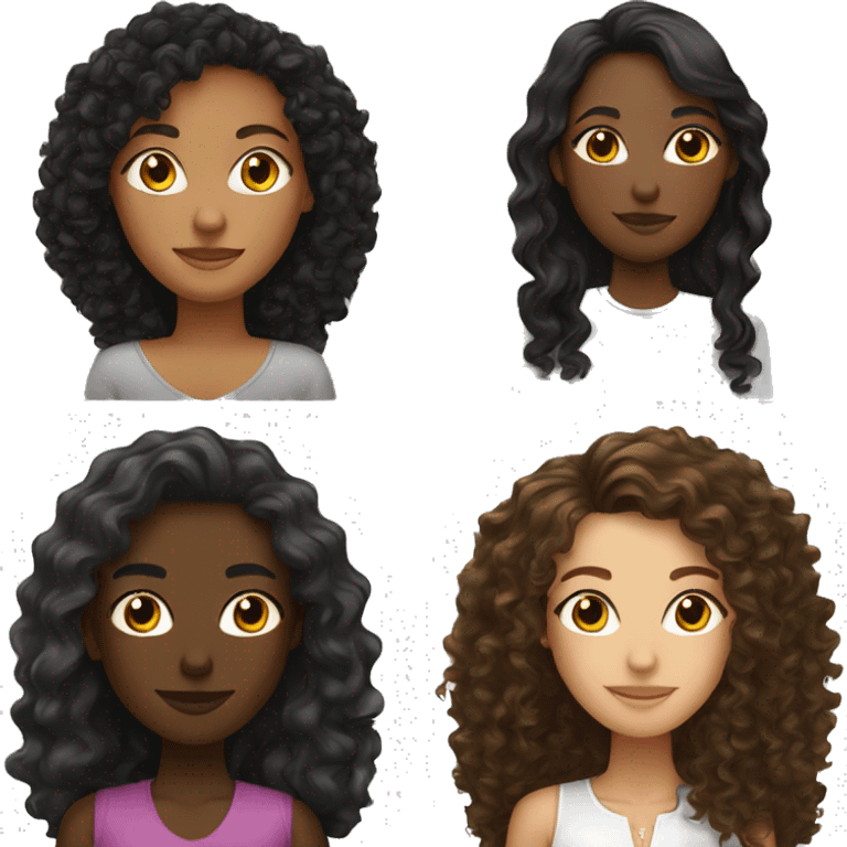 2 women one white with curly brown hair and the other African American with dark skin and straightened black hair emoji