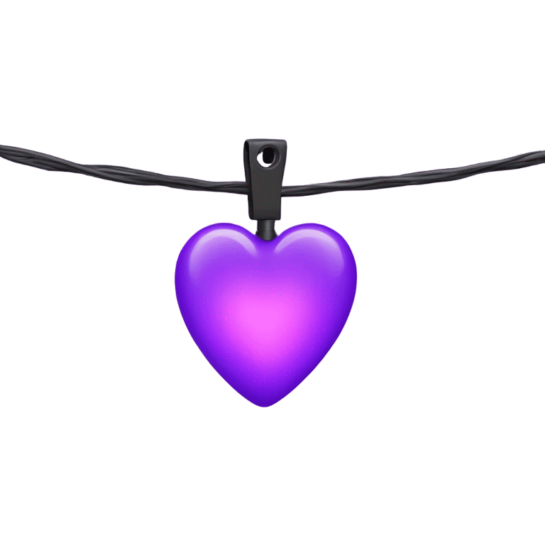 Realistic isolated purple heart shaped christmas string lights emoji