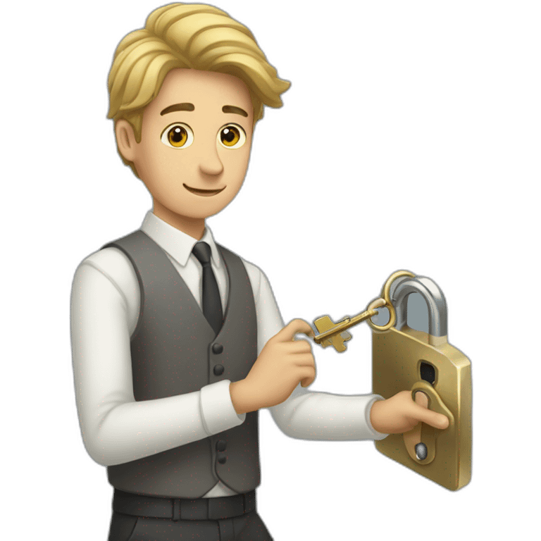 Classy young man struggling to get a key into a lock emoji