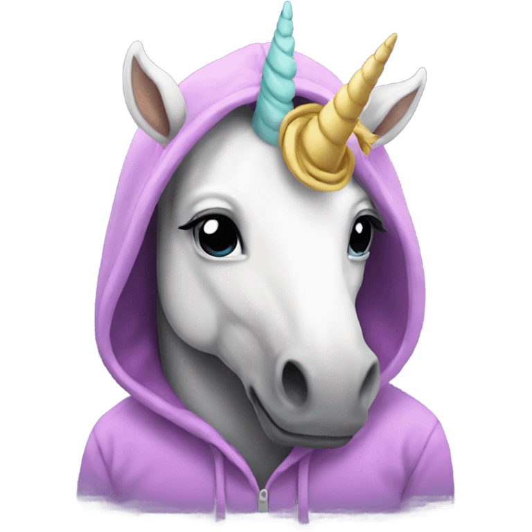 Unicorn with a hoodie emoji