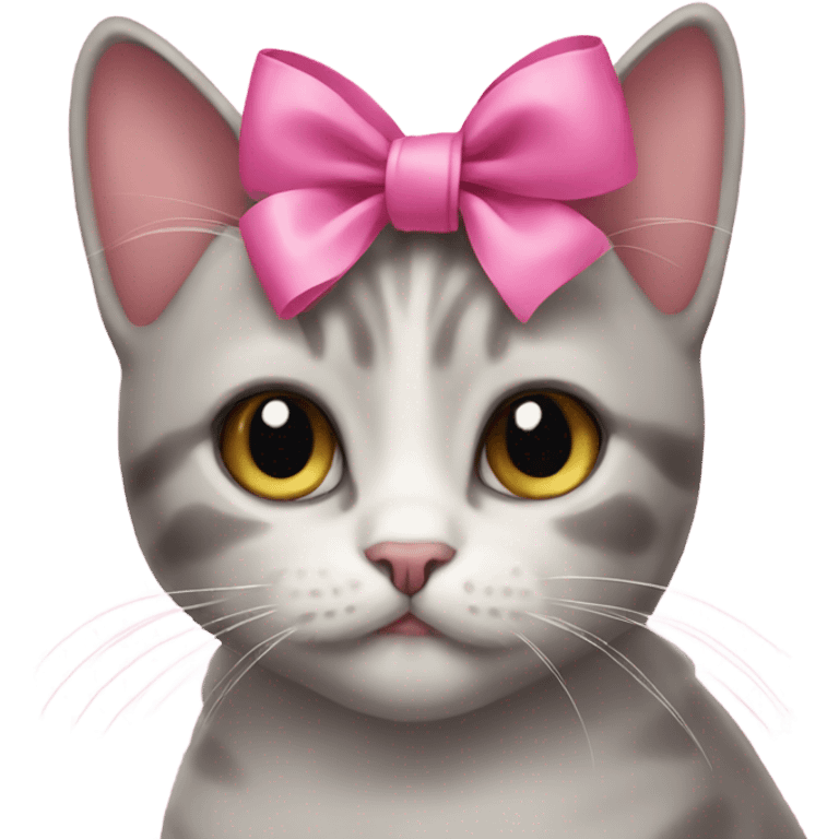 Cat with a pink bow emoji