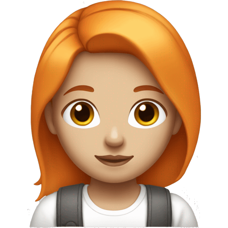 girl with orange hair, long hair, white shirt and white skin emoji